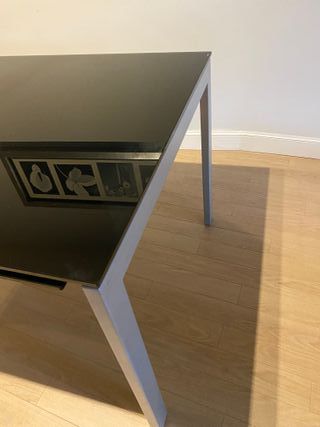Mesa Comedor Cristal Templado Negra extensible