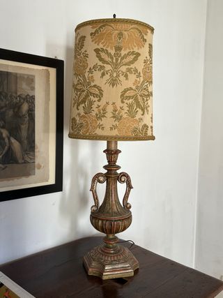 Lampada vintage artigianale tirolese oro e rosso
