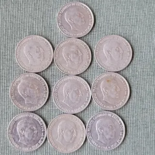 Lote 10 monedas 50 céntimos Franco