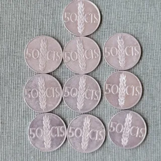 Lote 10 monedas 50 céntimos Franco