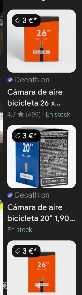 CAMERE D'ARIA PER BICI SCHRADER 20"