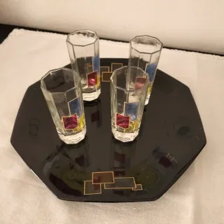 Set Bicchieri e Vassoio Decorati
