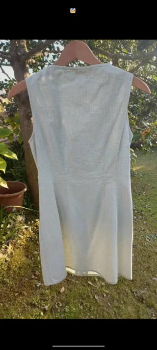 Vestido Benetton azul y crema
