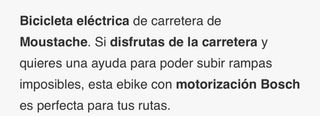Bicicleta Eléctrica Carretera Moustache Dimanche
