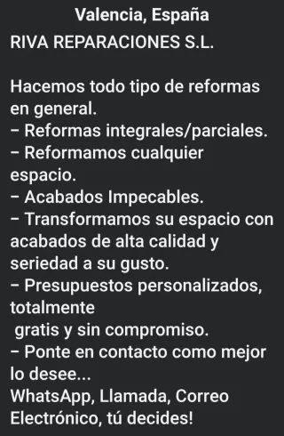 RIVA REPARACIONES S.L. - Reformas en Valencia