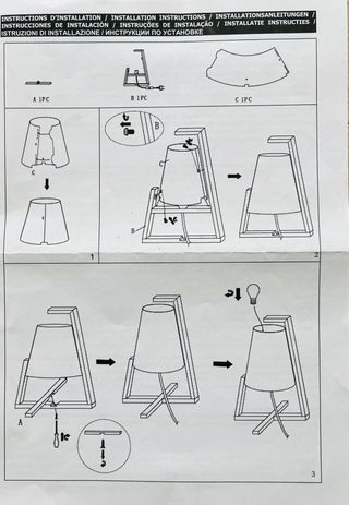 Lámpara de mesa de papel y madera