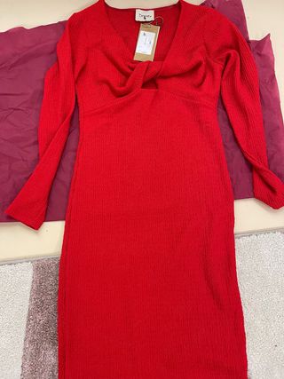 Abito Dixie rosso con dettaglio incrociato