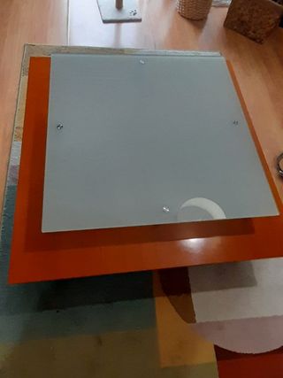 Mesa de centro vidro e madeira cerejeira