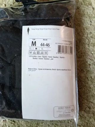 4 Tangas Inextenso Algodón Negro Talla M