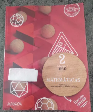 Libro Matemáticas segundo de la eso