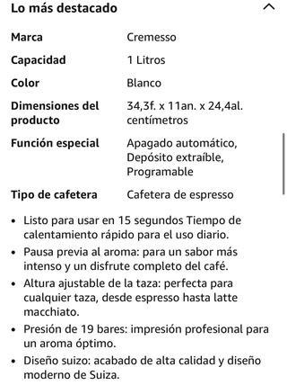 Cafetera Cremesso Cápsulas
