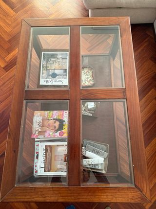 Mesa madera maciza con cristal