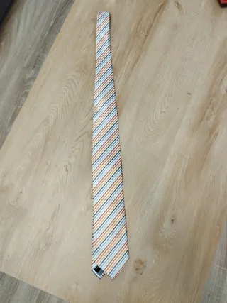 Corbata Ledo Alberti Rayas Multicolor Blanca