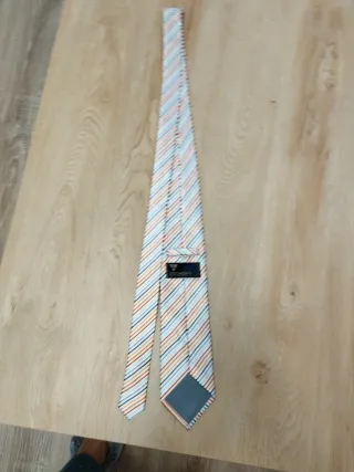 Corbata Ledo Alberti Rayas Multicolor Blanca