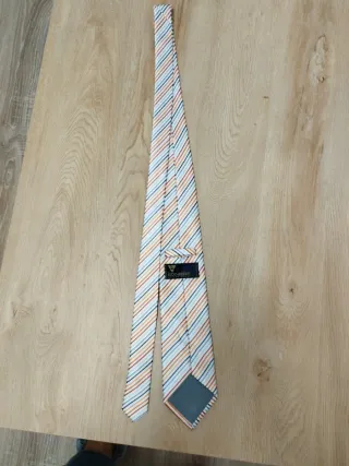 Corbata Ledo Alberti Rayas Multicolor Blanca