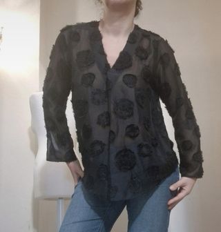 Blusa Monte Cervino nera trasparente L