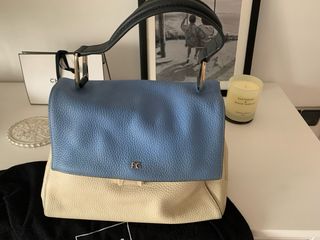 Bolso Piel Purificación García Beige/Azul