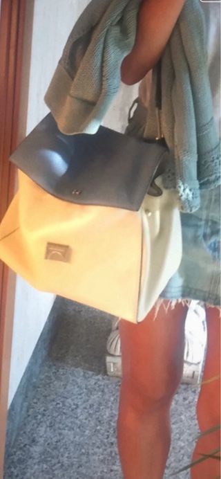 Bolso Piel Purificación García Beige/Azul