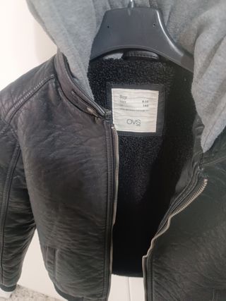 Giacca bambino ecopelle con cappuccio 9-10 anni