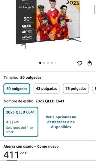 TV TCL 50" QLED 4K HDR - NUEVA