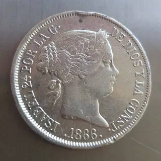 Moneda plata 40 céntimos escudo 1866