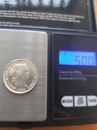 Moneda plata 40 céntimos escudo 1866