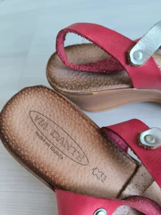 Sandalias Vía Dante Tacon Plataforma Rojo/Plata