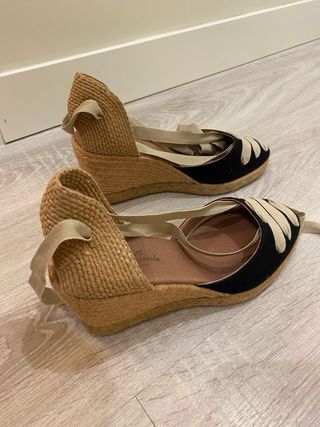 Esparteñas cuña negras talla 39