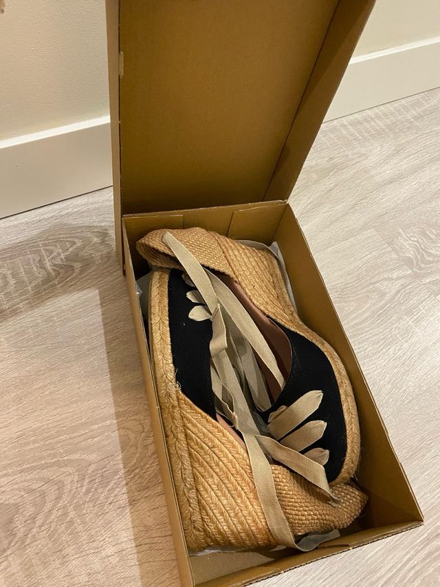 Esparteñas cuña negras talla 39