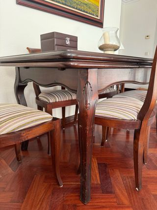 Mesa comedor madera 160 extendible 270 y 6 sillas