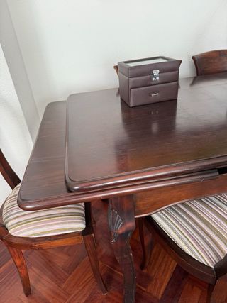 Mesa comedor madera 160 extendible 270 y 6 sillas