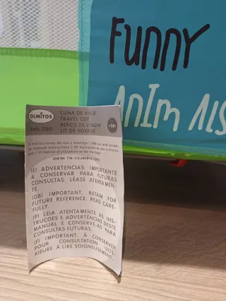 Cuna de viaje plegable Olmitos con cambiador