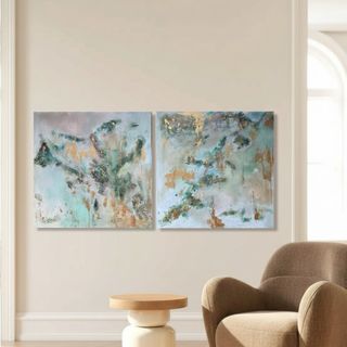 Cuadros Abstractos Verdes y Dorados