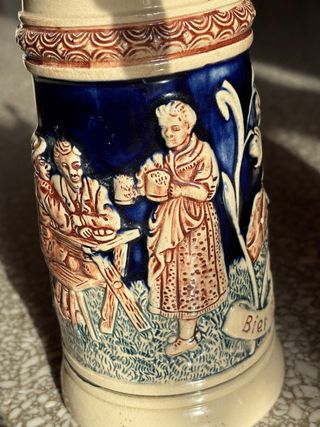 Coppia boccali birra ceramica decorati