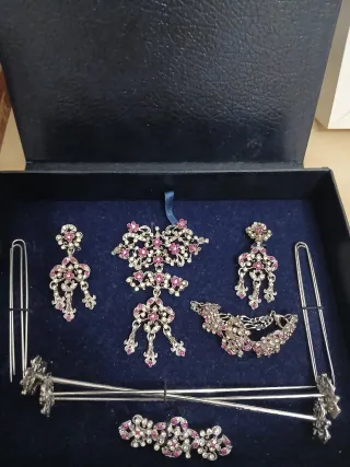 Aderezo Fallera  Niña Plata y Rosa