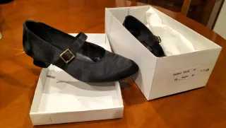 Zapatos de raso negros. Zapatos de fallera.