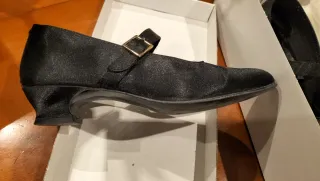 Zapatos de raso negros. Zapatos de fallera.