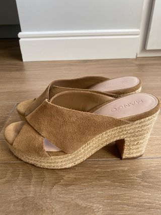 Sandalias Mango Cuña Beige/Marrón