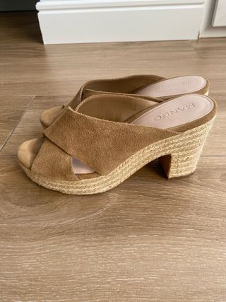 Sandalias Mango Cuña Beige/Marrón
