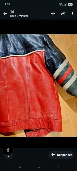 Cazadora Biker Piel Negra y Roja