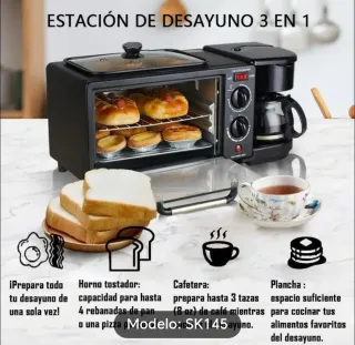 Estación3 en 1: Horno, Cafetera y Plancha NUEVO