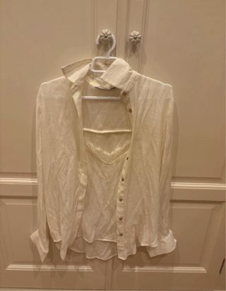 Camisa beige manga larga