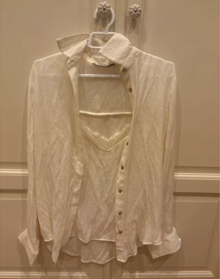 Camisa beige manga larga