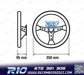 VOLANTE INVERTIDO PIEL VUELTA NEGRO CON BRAZOS NEGROS Y RIBE