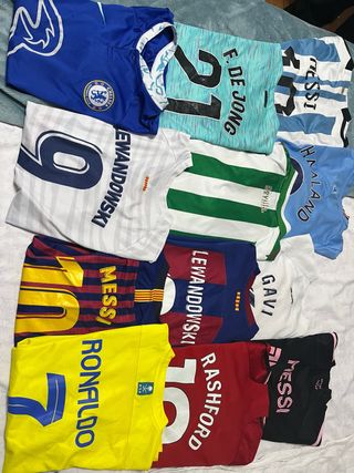 Camisetas de fútbol varias, Messi, Ronaldo, Gavi