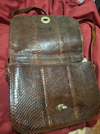 Borsa vintage pelle marrone pitone