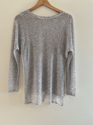 Blusa Zara Rayas Finas Gris y Blanca