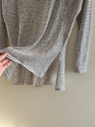 Blusa Zara Rayas Finas Gris y Blanca