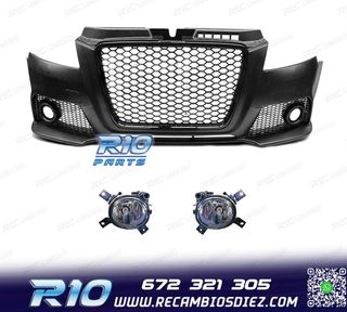 PARAGOLPES DELANTERO AUDI A3 8P 08-12 LOOK RS3 NEGRO CON FAR