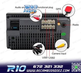 RADIO 9" GPS ANDROID 13 2DIN TÁCTIL BLUETOOTH USB SD